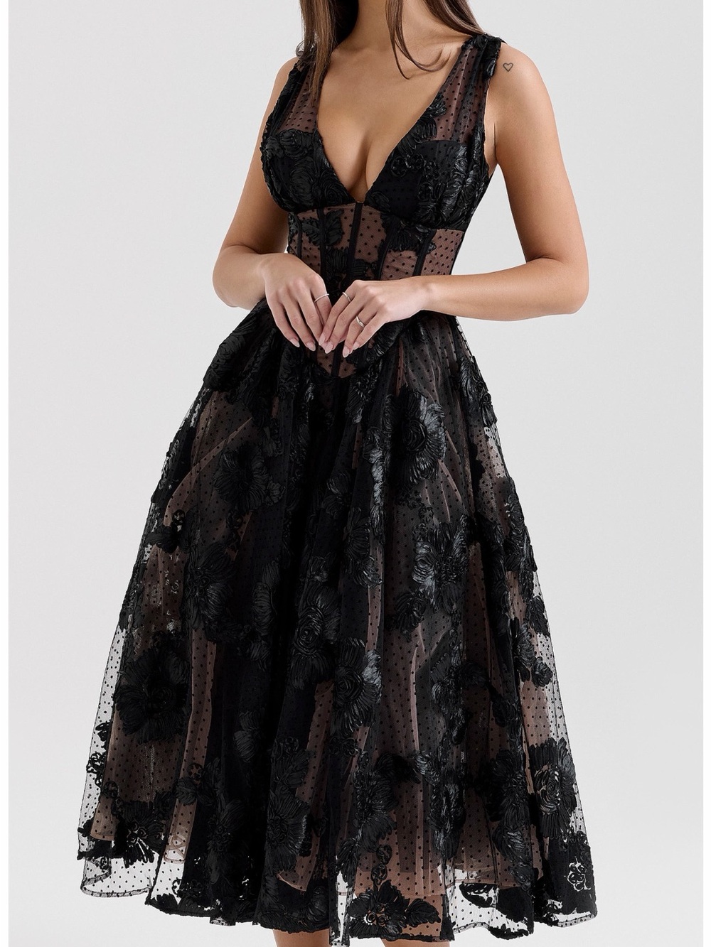 House of CB Black Lace Corset Midi Dress - Picture 5 of 15